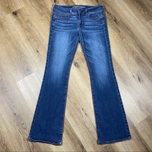 American Eagle Super Stretch Kick Boot Medium Wash Bootcut Jeans Size 10 LONG